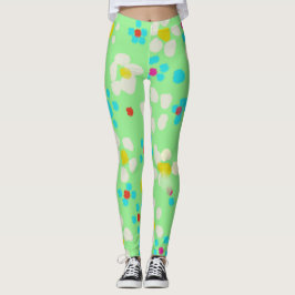 Pastell Blommig och Prickig Mintgrön Leggings