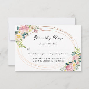 Pastell Blommig Oval Bröllops RSVP-kort OSA Kort
