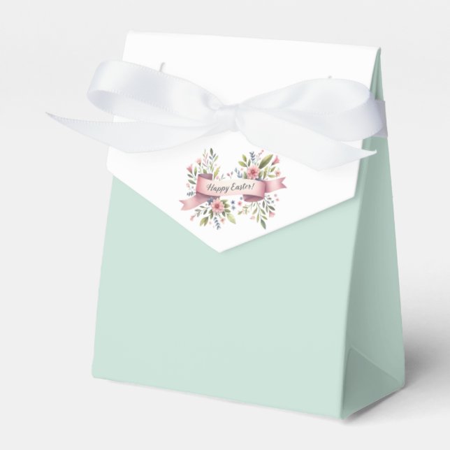 Pastell Blommig Påskdesign med Vit Slinga Presentaskar (Framsidan Sidan)