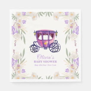 Pastell Blommig Prinsessa Vagn Flicka Bebis Dusch Pappersservett