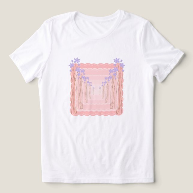 Pastell Blommig Ram T Shirt (Design Framsida)