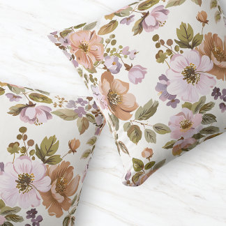 Pastell Blommig Retroinspirerad Estetisk Blomma Kudde