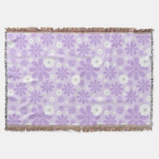Pastell Blommönster LAVENDER Filt (Framsidan)