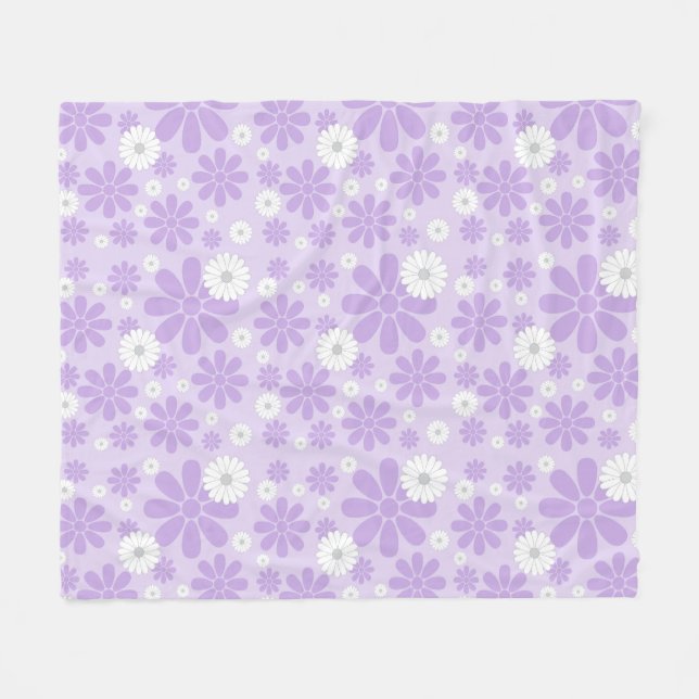 Pastell Blommönster LAVENDER Fleecefilt (Framsidan (Horisontell))