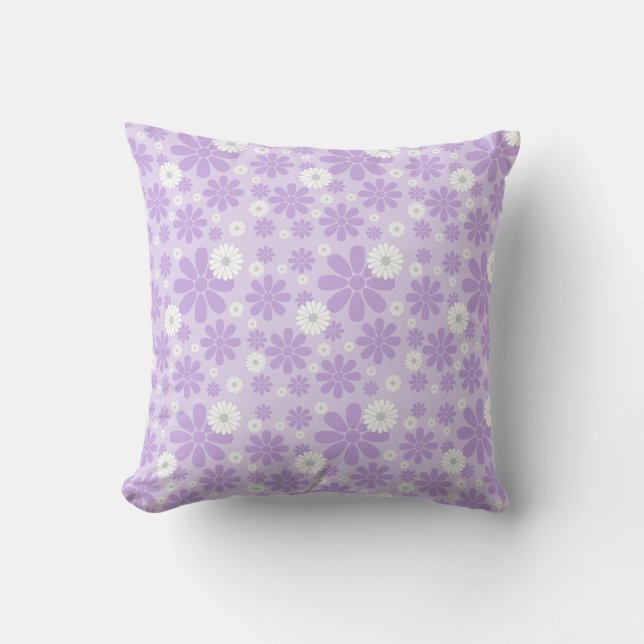 Pastell Blommönster LAVENDER Kudde (Framsida)