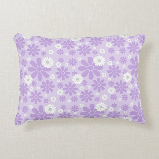 Pastell Blommönster LAVENDER Prydnadskudde (Framsidan)