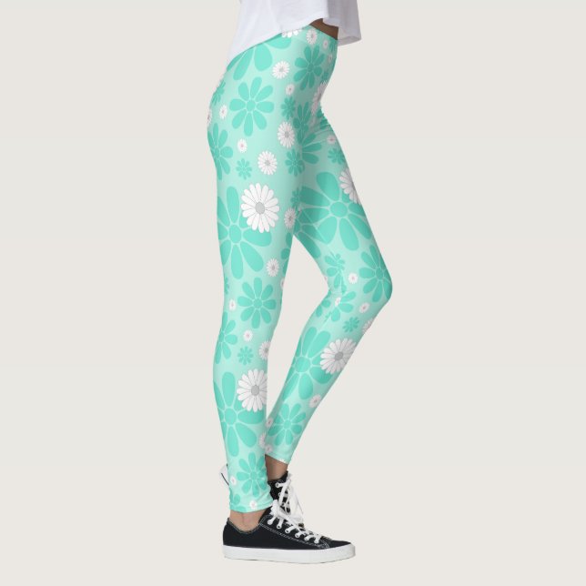 Pastell Blommönster MINT Leggings (Höger)