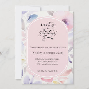 Pastell blomster inbjudan till inflyttning Nytt he