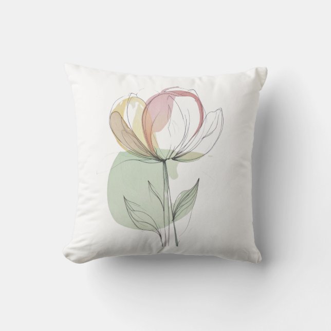 Pastell blomster kastkuddfodral  kudde (Framsida)