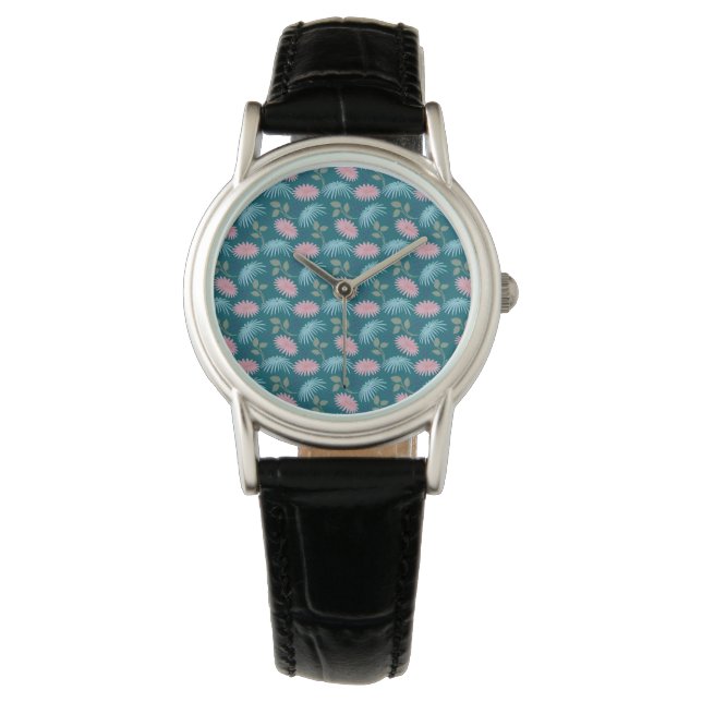 Pastell blomster mönster  armbandsur (Framsida)