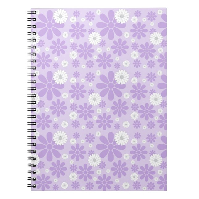 Pastell blomster Mönster LAVENDER Anteckningsbok (Framsidan)