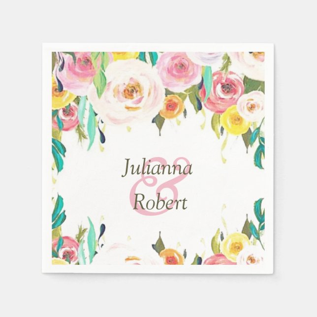 Pastell blomster servetter (Framsidan)