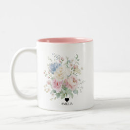 Pastell blomster vattenfärg bröllop Två-Tonad mugg