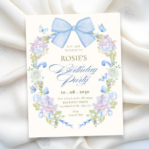 Pastell blomsterbåge födelsedag inbjudningar