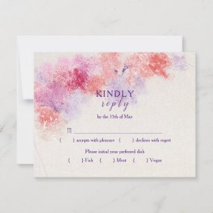 Pastell blomsterbröllopsmeny Val RSVP Inbjudningar