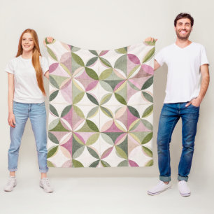 Pastell blomstergemometri Cottagecore-mönster Fleecefilt