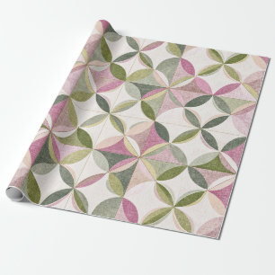 Pastell blomstergemometri Cottagecore-mönster Presentpapper