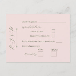 Pastell blomstergudstjänst blekrosa RSVP-brevkort Vykort