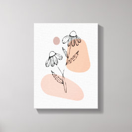 Pastell blomsterlinjekonst – Modern canvastryck
