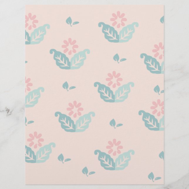 Pastell blomsterpappersark för scrapbooking (Framsida)