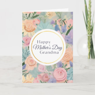 Pastell blomsterträdgård söta mors dag mormor kort