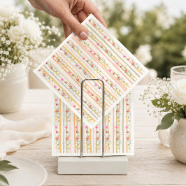 Pastell blomstrade randiga trädgårdsfest servetter