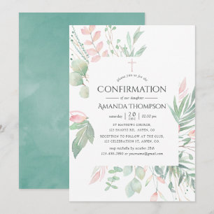 Pastell Blush Greenery Bekräftelse Inbjudningar