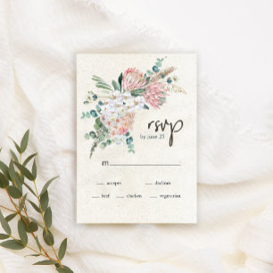 Pastell Boho Neutral Blommig Bröllops RSVP-kort OSA Kort