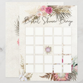 Pastell Boho Neutral Blommig Bröllopsdusch Bingo