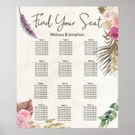 Pastell Boho Neutral Blommig Bröllopsställningsdia Poster