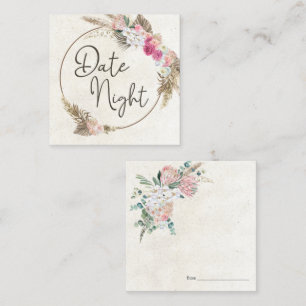 Pastell Boho Neutral Blommig Dejtkvällskort Fyrkantigt Visitkort