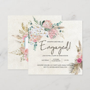 Pastell Boho Neutral Blommig Elegant Förlovning