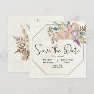 Pastell Boho Neutral Blommig Elegant Spara Datum Datumet