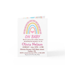 Pastell Boho Regnbåge Med Hjärtan Oh Baby Shower