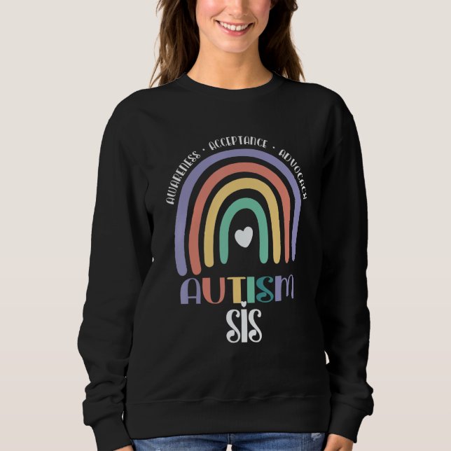 Pastell Boho Regnbåge Stolt Syskon Autism Familj M T Shirt (Framsida)