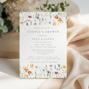 Pastell Boho Vildblomma Par Babyshower Inbjudningar