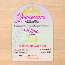 Pastell Botanisk Quinceañera Akryl Inbjudan