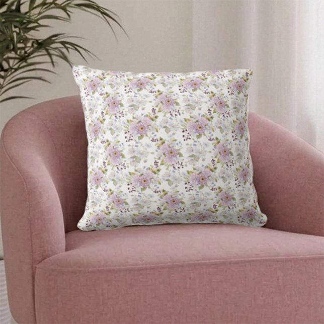 Pastell Botanisk Vildblomma Akvarell Blommig Anpas Kudde (Pastel Botanical Wildflower Watercolor Floral Custom)