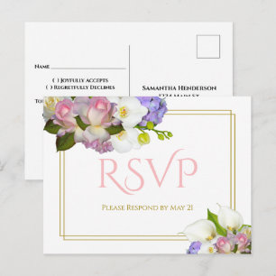 Pastell Bouquet Vår Blommig Bröllop RSVP Vykort