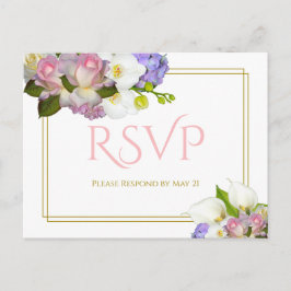 Pastell Bouquet Vår Blommig Bröllop RSVP Vykort