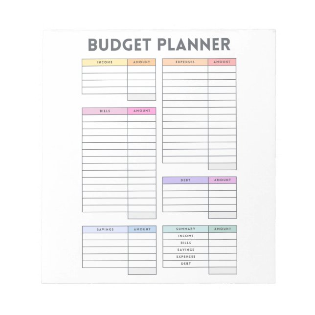 Pastell Budgetplanerlayout Anteckningsblock (Framsida)