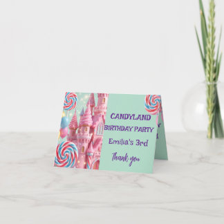 Pastell Candyland 3-års födelsedags tackkort