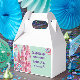 Pastell Candyland 3-årsdag Papperspresentförpackni Presentaskar