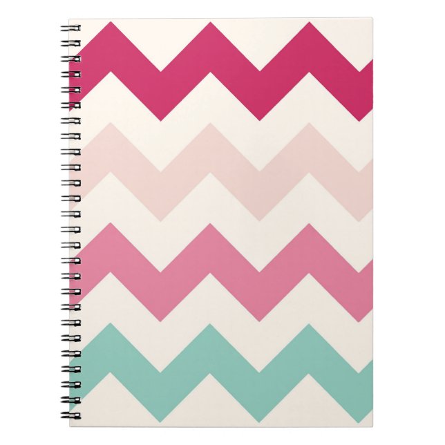 Pastell chevron sicksack fikus mönster chic anteckningsbok (Framsidan)