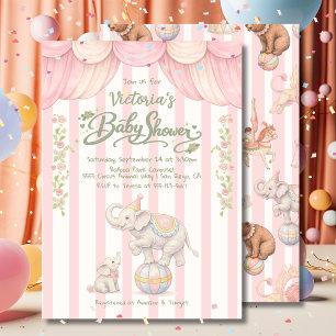Pastell Cirkus Baby Shower Inbjudningar