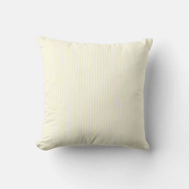 Pastell citrongul och vit randig blekgul kudde (Framsida)