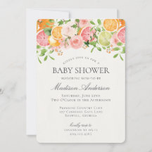 Pastell Citrus Blommig Baby Shower för en liten sö