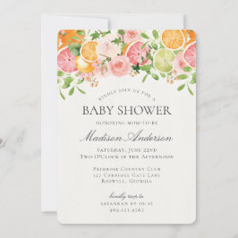 Pastell Citrus Blommig Baby Shower för en liten sö Inbjudningar