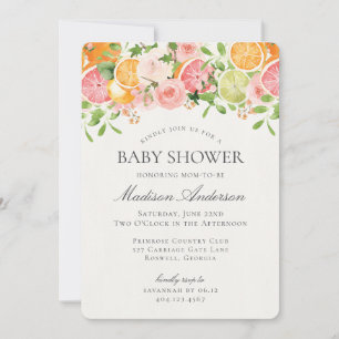 Pastell Citrus Blommig Baby Shower för en liten sö Inbjudningar
