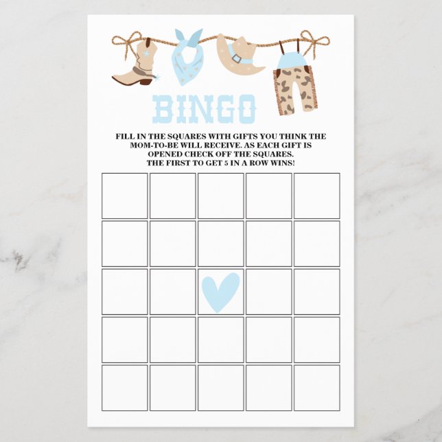 Pastell Cowboy Baby Shower-spel Flygblad (Framsidan)